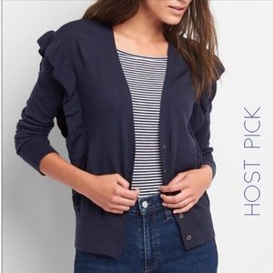 GAP Merino Wool Cascade Ruffle Cardigan.      (S2)
